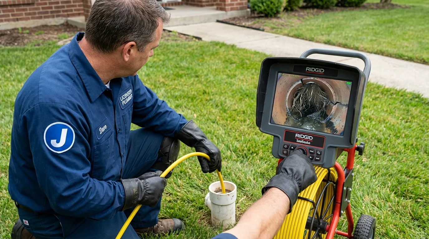 Sewer camera inspection being performed by Johns Plumbing LLC in Omaha